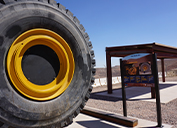 Photo: The new Morenci Overlook contains a haul truck tire and a covered viewing area.