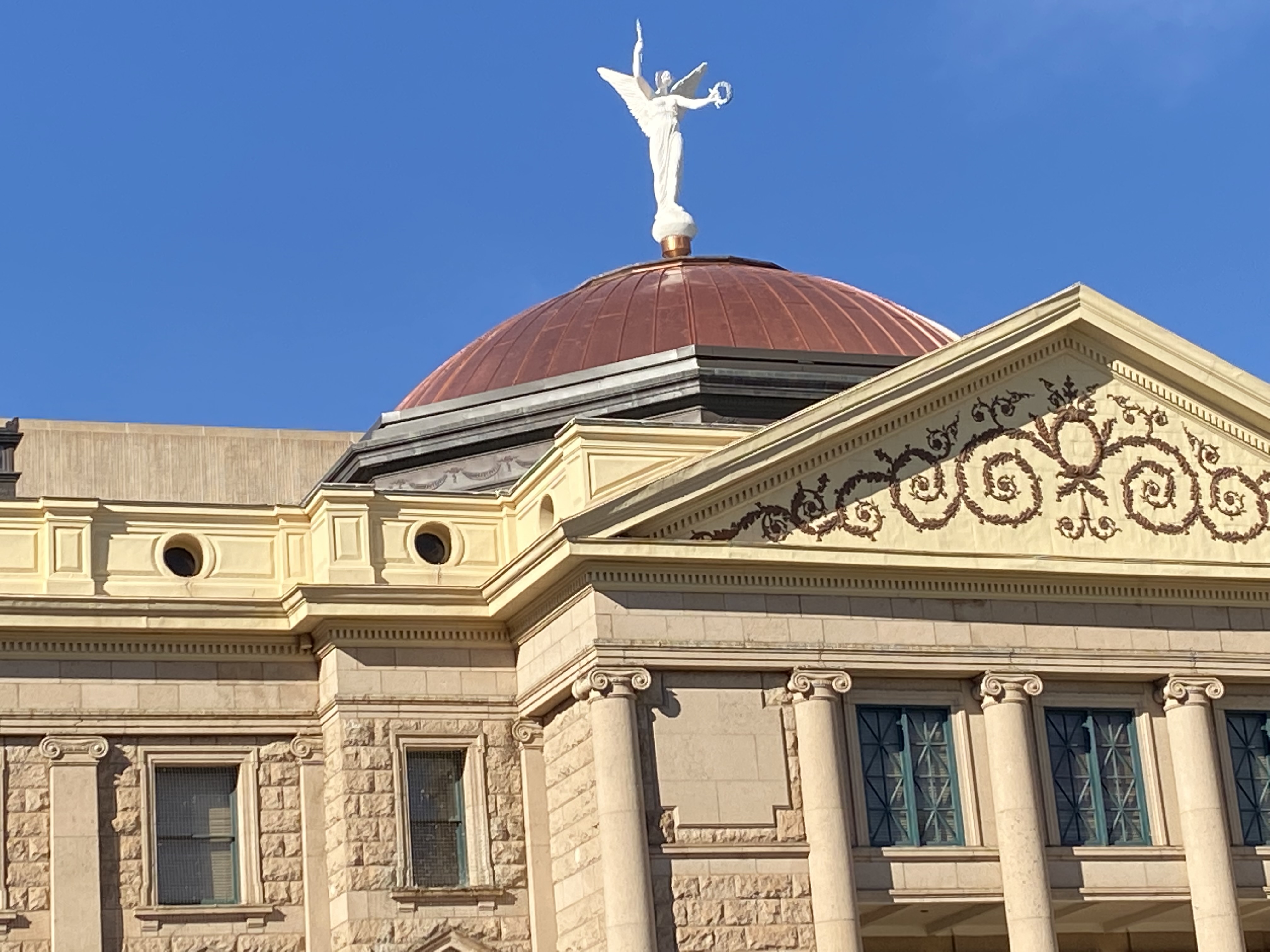The copper dome atop the historic Arizona State Capitol building was replaced to restore it to its glistening grandeur.