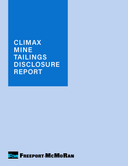 Climax Mine Tailings Disclosure Report