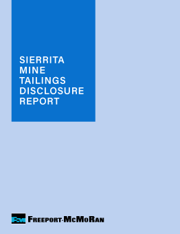 Sierrita Mine Tailings Disclosure Report